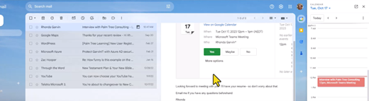 Meeting accepted into Preview Gmail Calendar screen shot