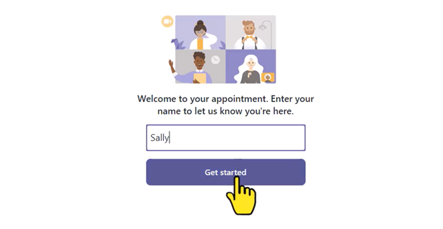 Enter your name for your appointment screen shot