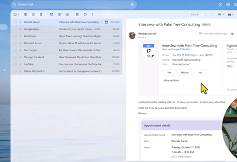 Invite to meeting in gmail on Chrome screen shot